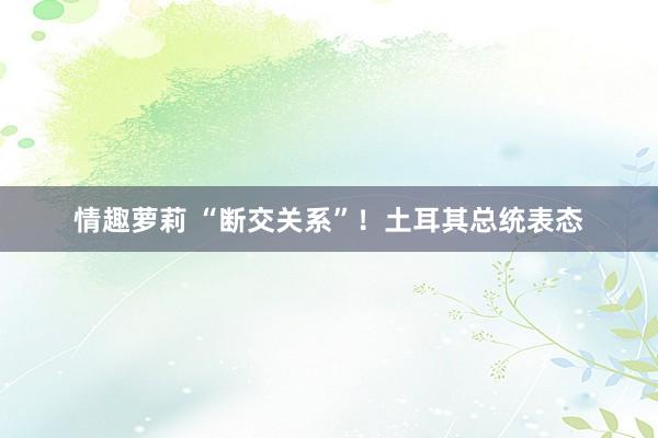 情趣萝莉 “断交关系”！土耳其总统表态