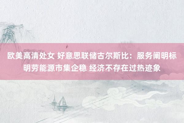 欧美高清处女 好意思联储古尔斯比：服务阐明标明劳能源市集企稳 经济不存在过热迹象
