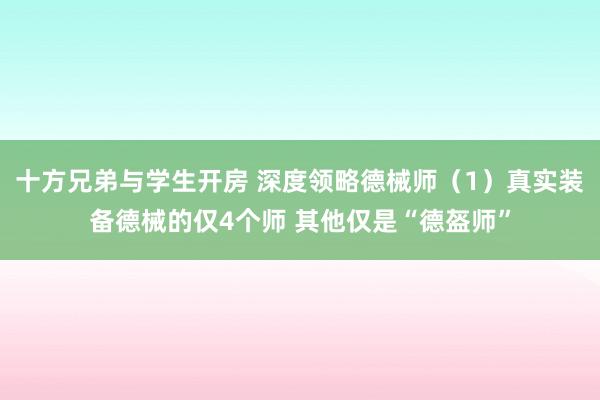 十方兄弟与学生开房 深度领略德械师（1）真实装备德械的仅4个师 其他仅是“德盔师”