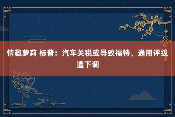 情趣萝莉 标普：汽车关税或导致福特、通用评级遭下调